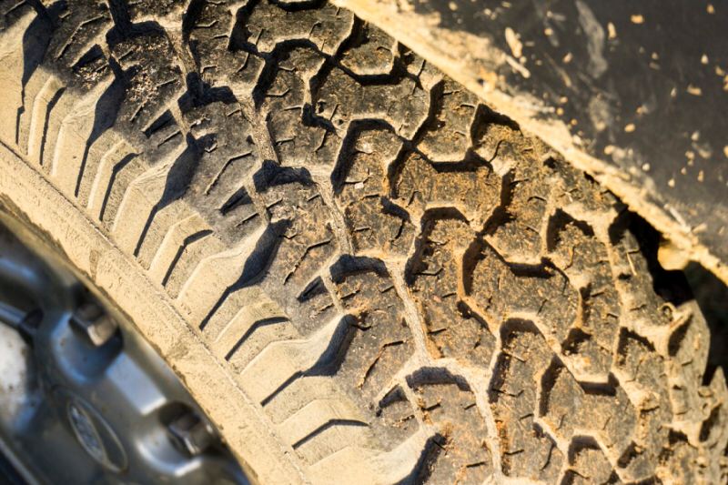Close up of all-terrain tire