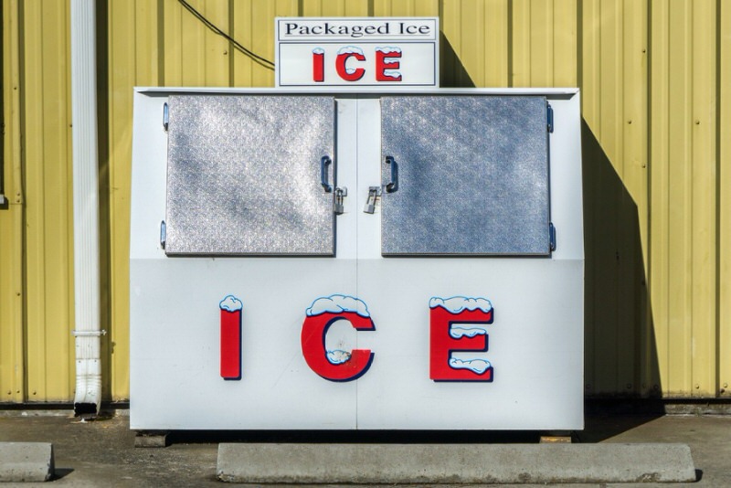 Ice machine outside a business