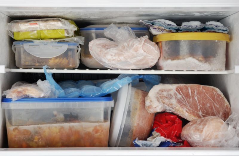 frozen food in a freezer