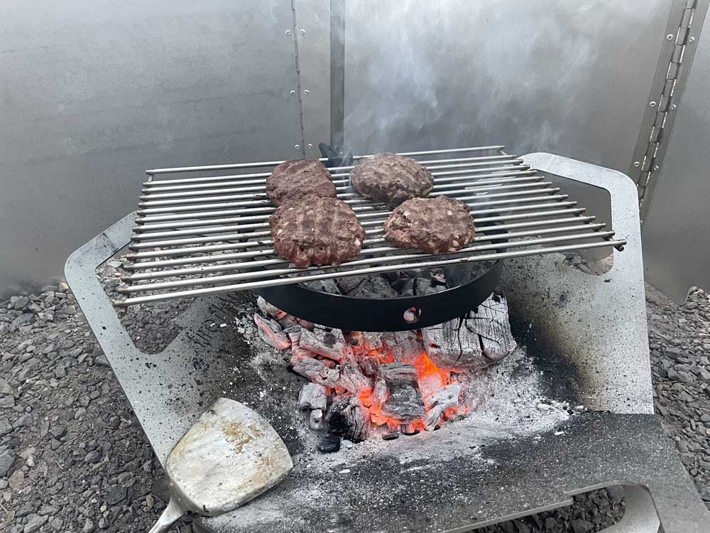 beef patties cooking