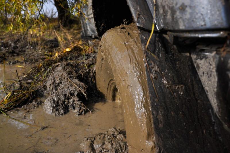 Muddy Tire in a mud bog