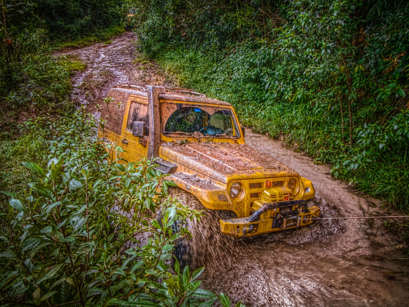 Jeep stuck in deep mud