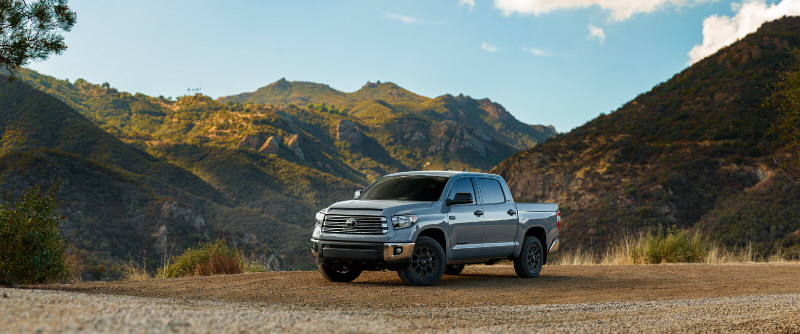 Toyota Tundra in front of mountains least Safe Full-Size Trucks