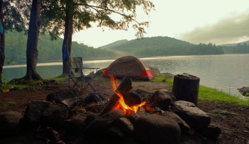 Campsite near a lake