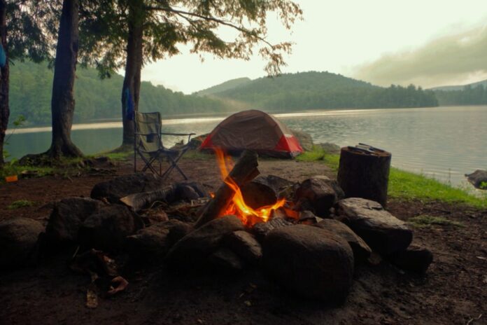 Campsite near a lake