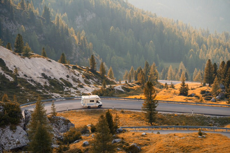 Small RV driving in the mountians
