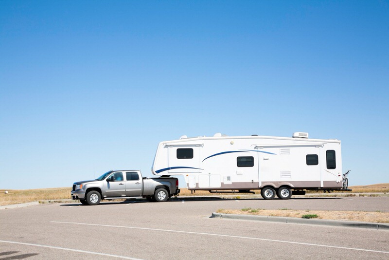 Truck with towing a camper