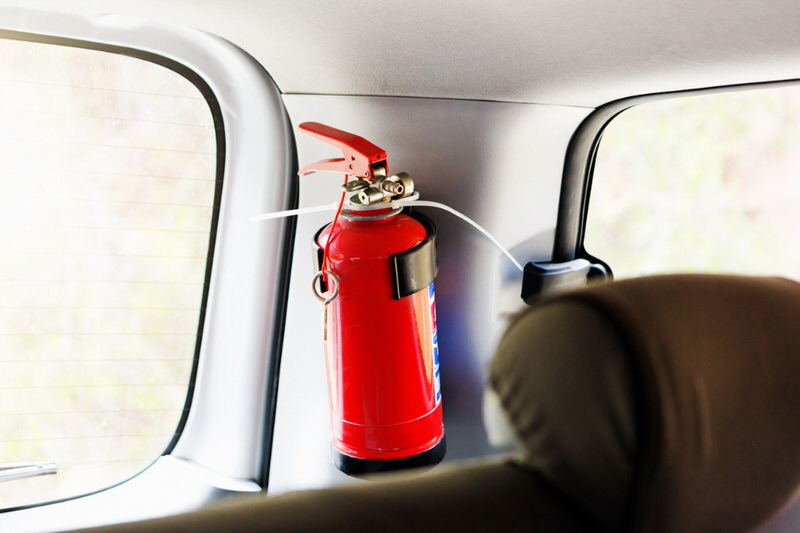 Fire Extinguisher in the back of a 4x4