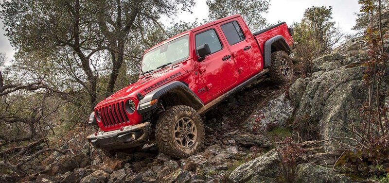 Jeep Gladiator on a rocky trail