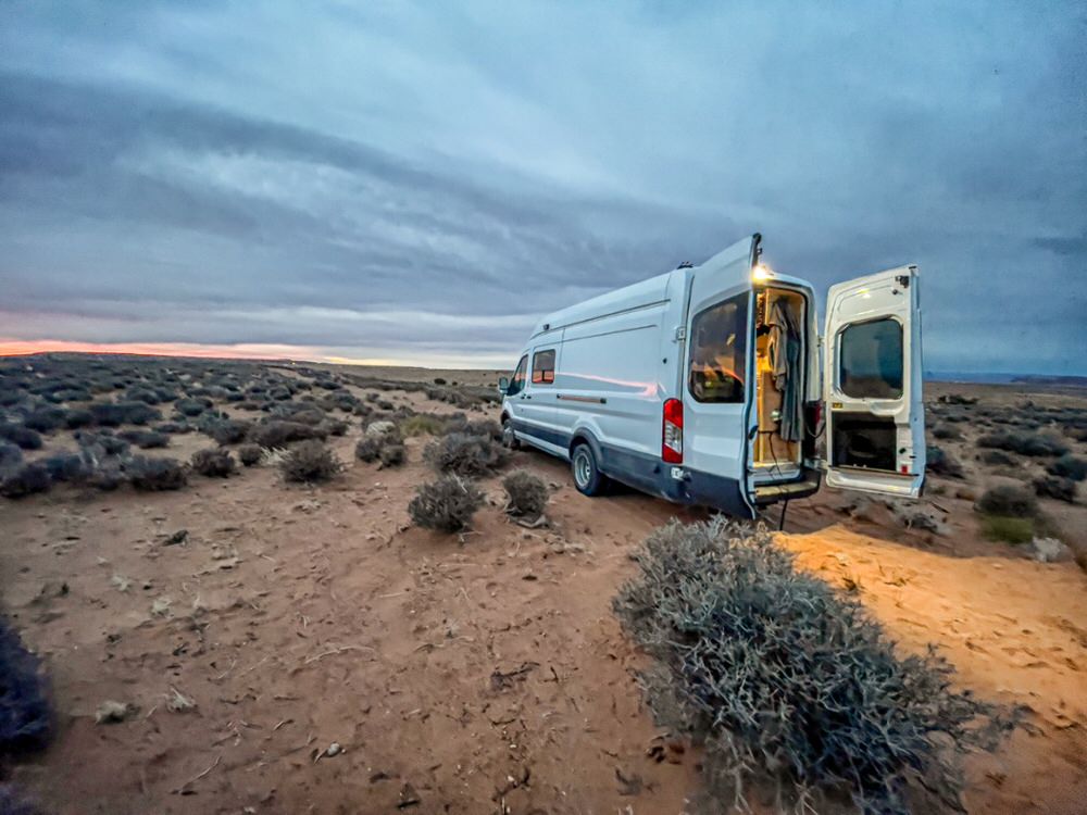 Boondocking in a van in the desert