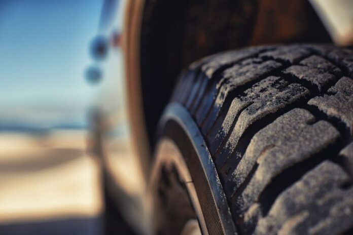 Close up of tire tread