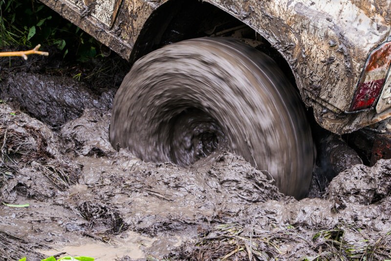 SUV stuck in the mud