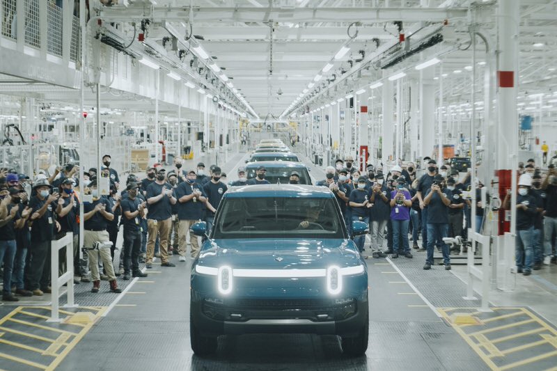 first rivian r1t assembly line