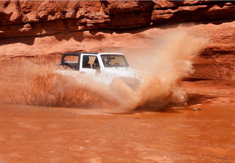 Jeep in a river