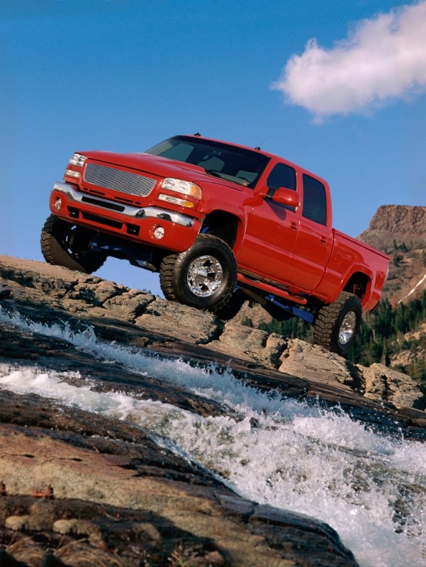 red truck on a mountain