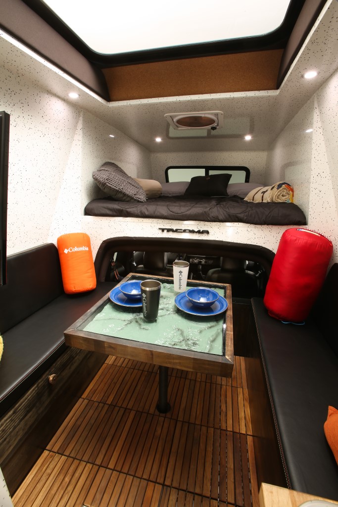 Camper interior of the TacoZilla retro camper van