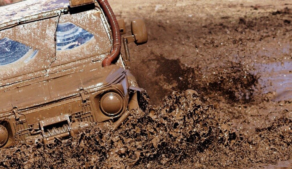 4x4 driving through mud