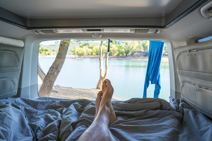 Man Nude Camping in his camper van