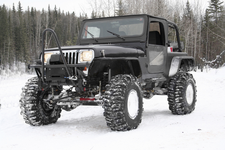 Lifted Jeep in the snow