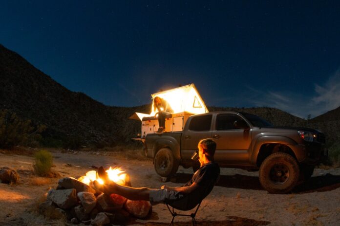 Overlanding camping at night