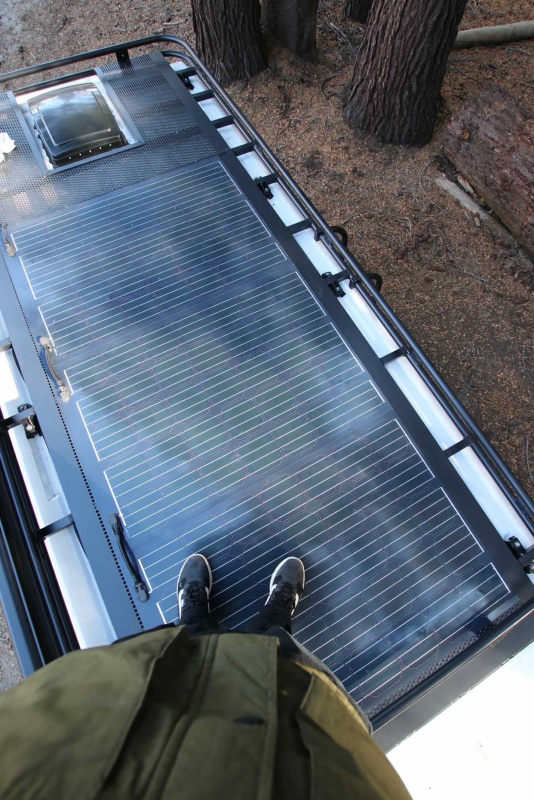 Standing on a Sunflare solar panel