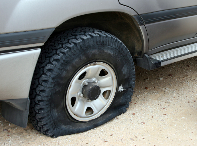 Flat tire on 4WD.