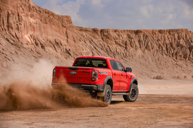 Ford Raptor driving in the desert