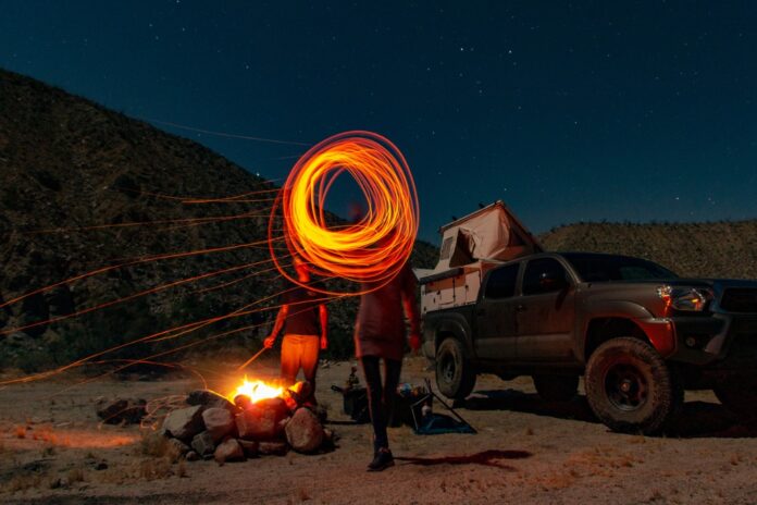 people overland camping