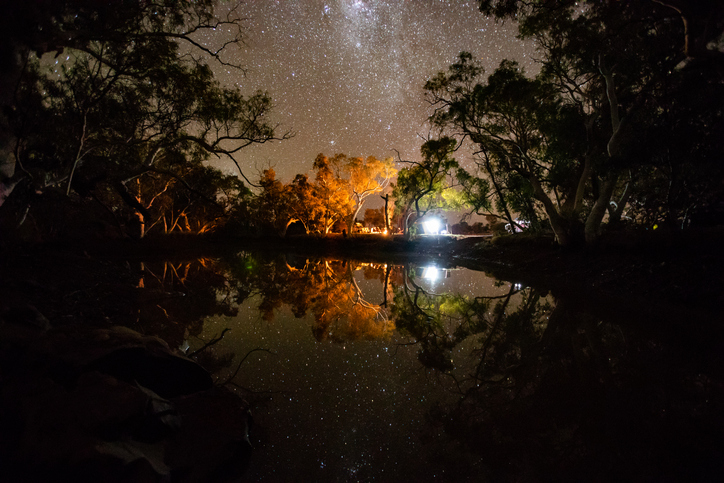 The Canning Stock Route camping at night