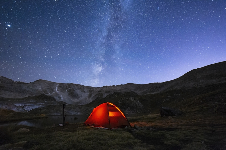 camping tent and night sky