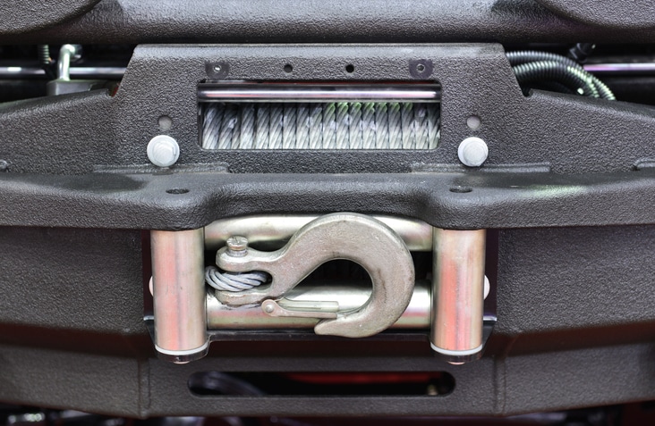 Detail photo of a winch.
