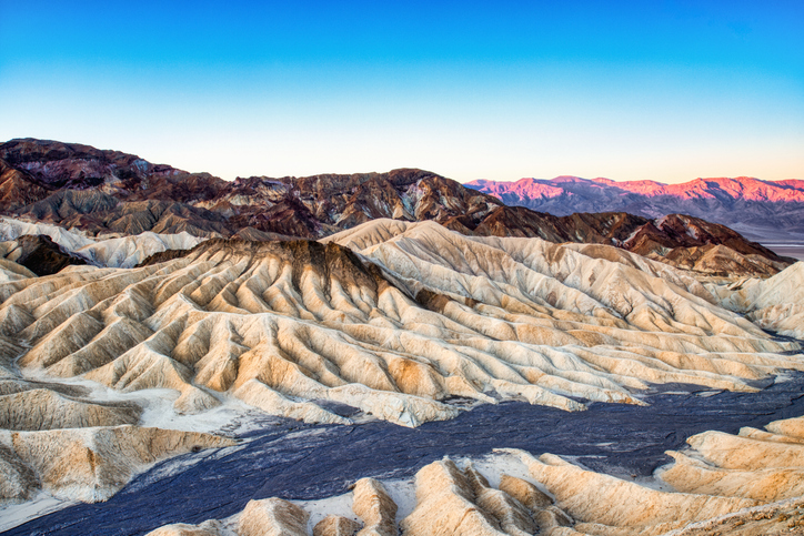 Southern California overlanding - Badlands view from Zabriskie Point in Death Valley National Park at Sunset, California