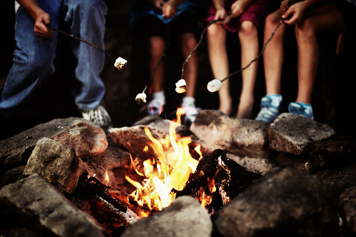 Roasting Marshmallows over a campfire