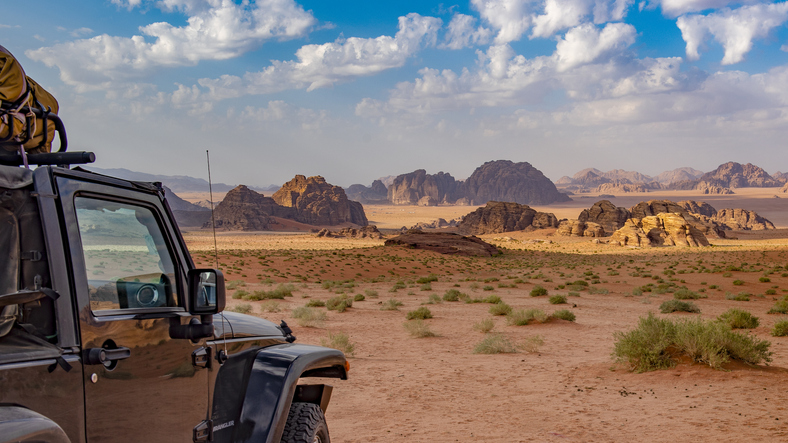 Off-road in a desert landscape north of Tabuk