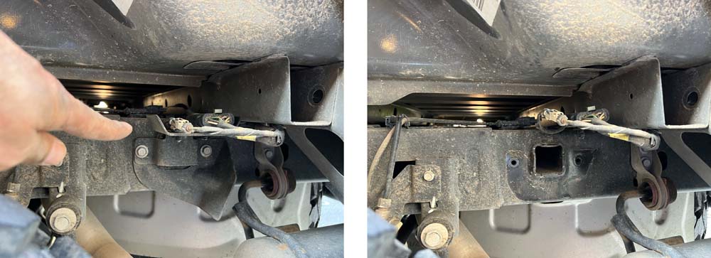 Before and after bracket removal dv8 installation