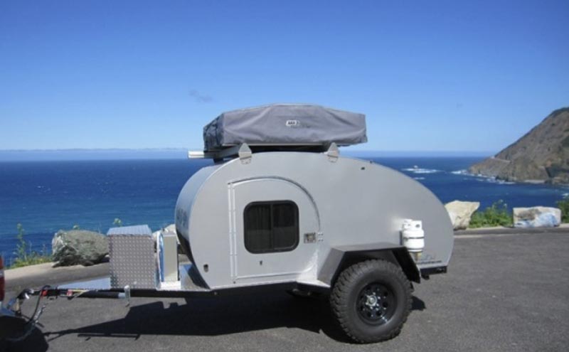 crossover teardrop trailer at the beach