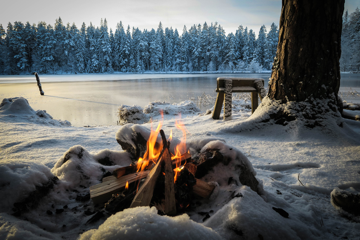 Campfire in the snow
