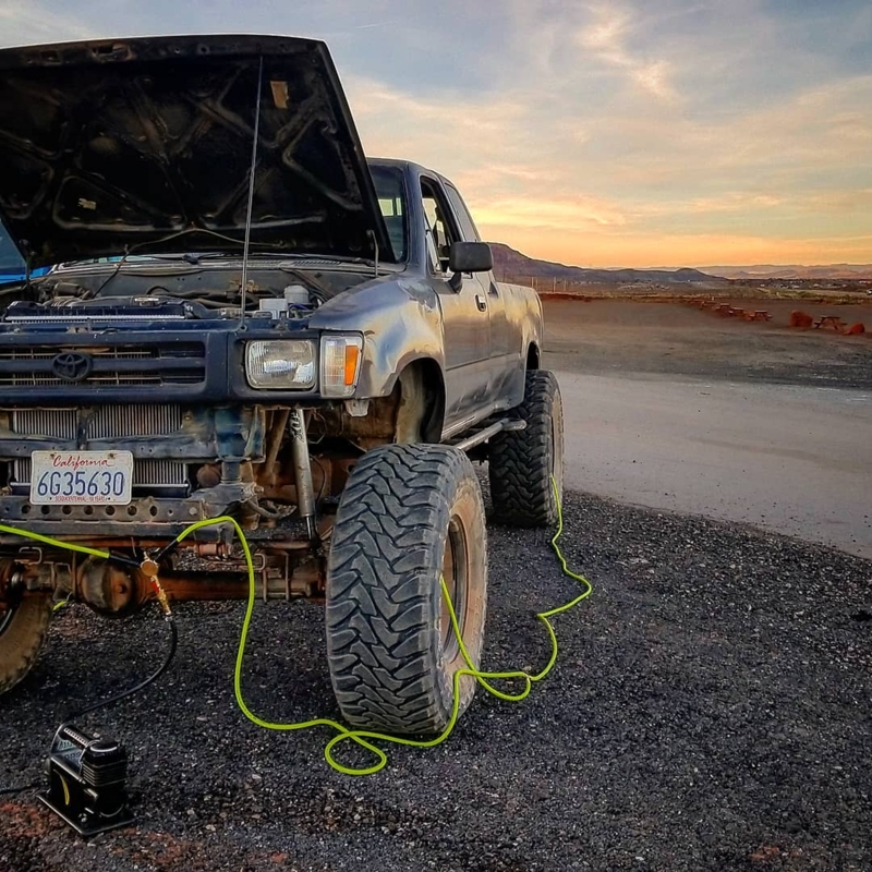 MORRFlate in use on a black truck in the desert