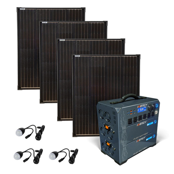 Gold Plus Kit INERGY FLEX 1500 POWER STATION WITH 4X 100W STORM PANELS WITH ONE ADDITIONAL FLEX BATTERY