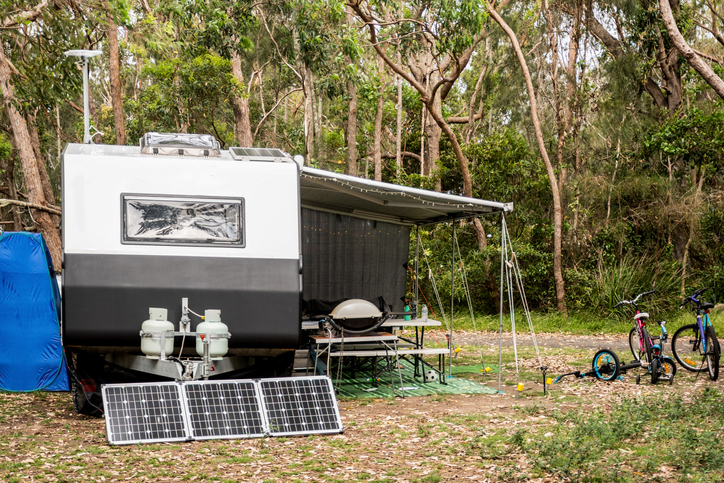 Camp Trailer with solar panels