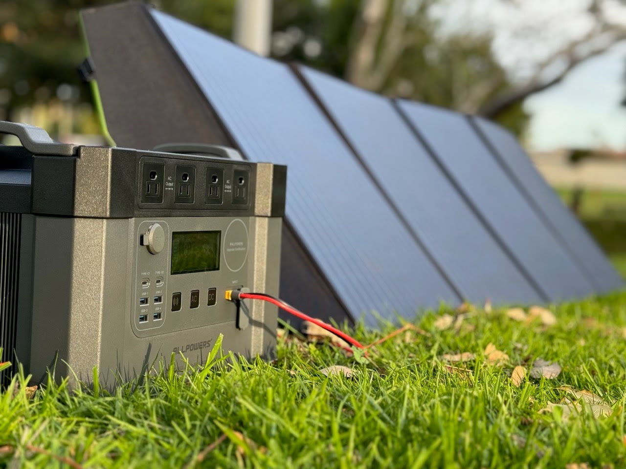 allpowers s2000 portable power station with solar plug