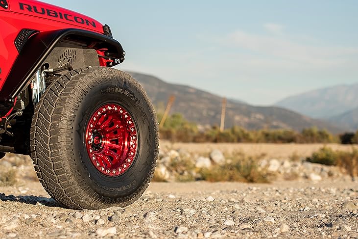 Red Rubicon with Milestar Tires